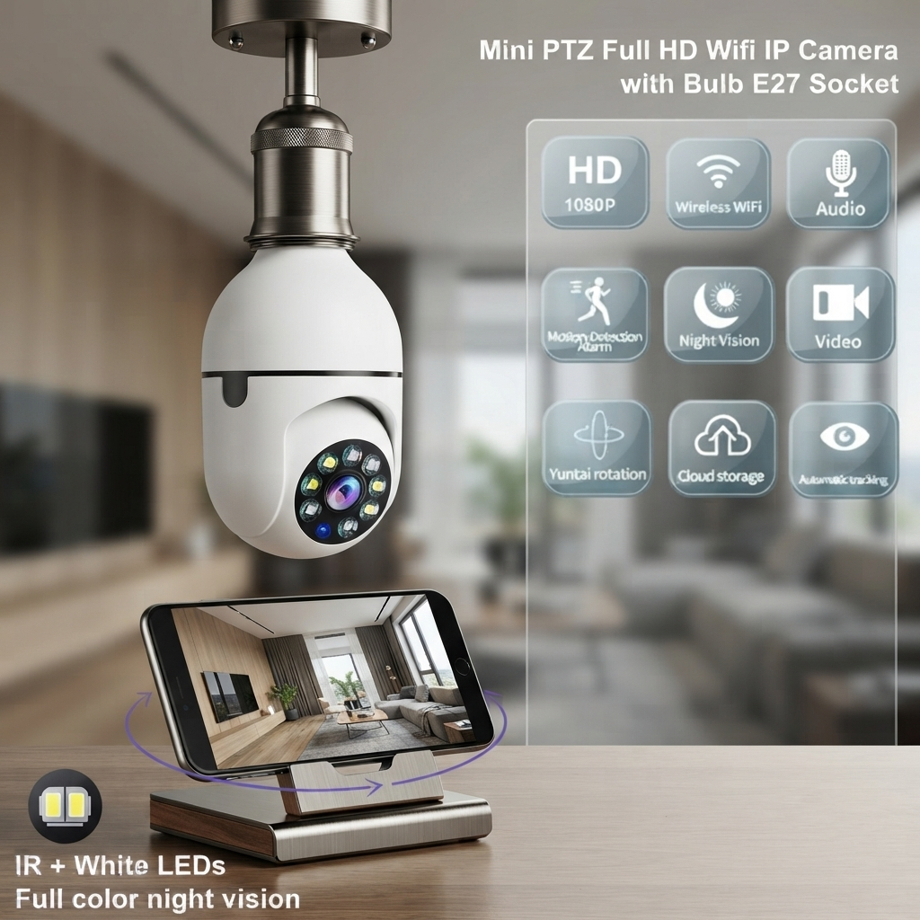 Cámara de Seguridad WiFi Tipo Bombillo 360° - Visión HD