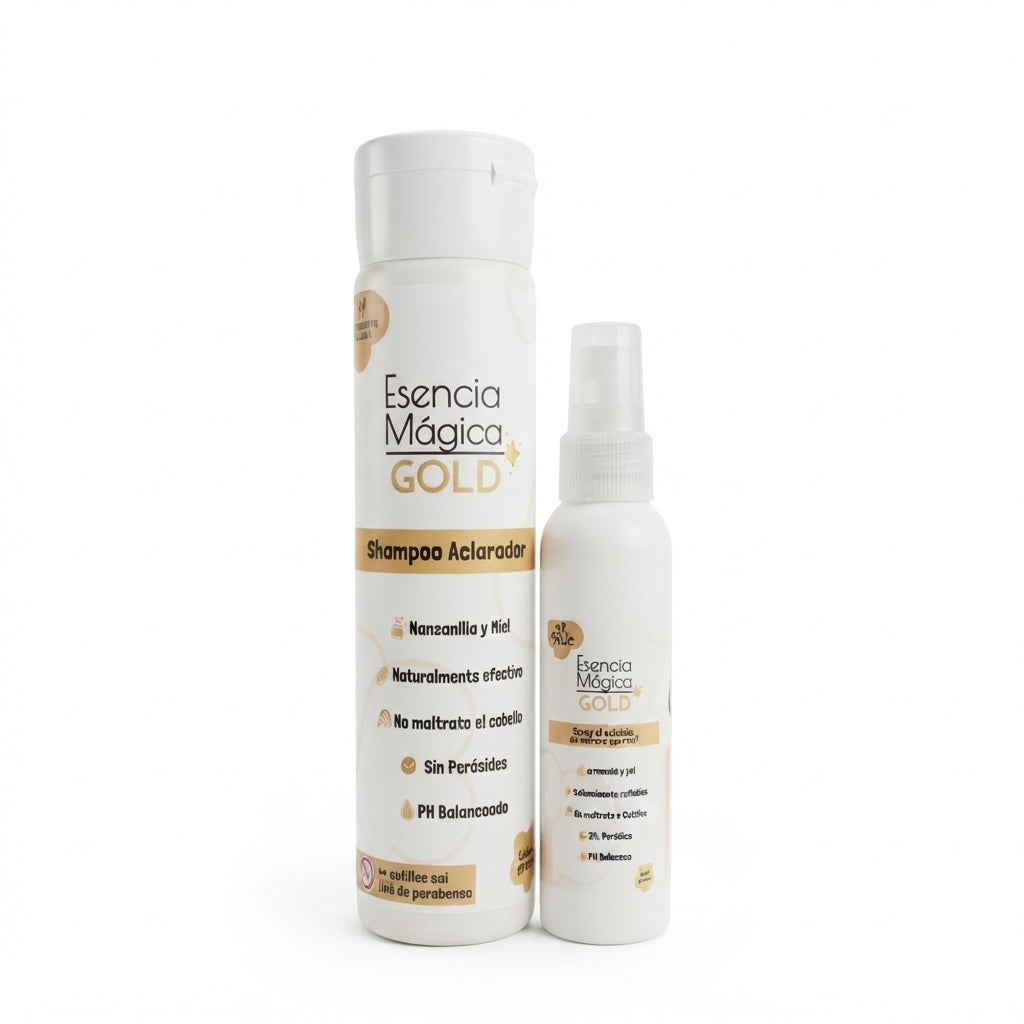 Kit de Cuidado y Aclarado Capilar Esencia Mágica (Champú + Spray Activador)