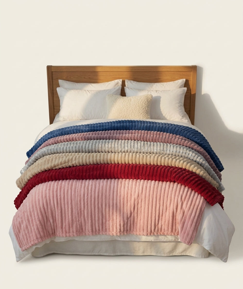 Cobija Luxury Velvet 3D Premium – Ultra Suave, Acanalada y Abullonada 198 × 210 cm ✨